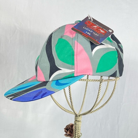 Stranger Things Lucas hat colorful color block snap back baseball cap multicolor - Picture 2 of 7